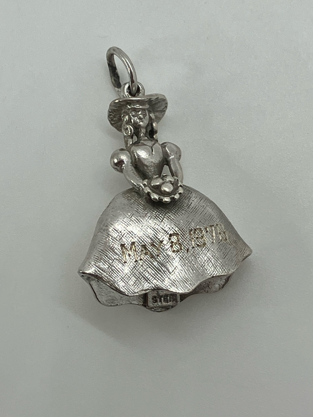 Vtg 925 Sterling Silver Bride Wedding Day Charm / Pendant | Heavy 5.7g